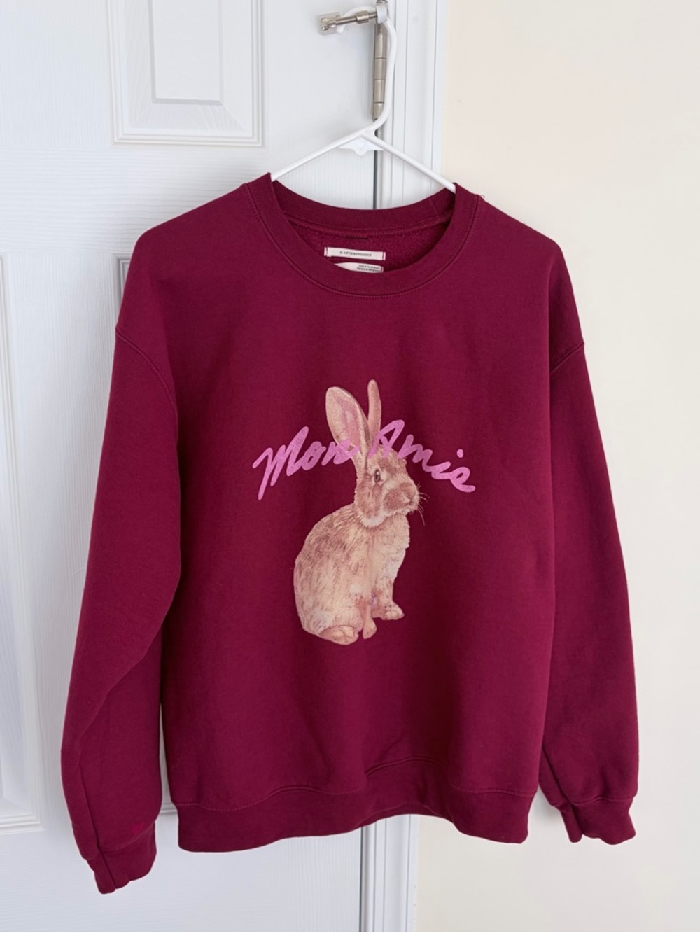 Anthropologie Burgundy Bunny Graphic Sweatshirt